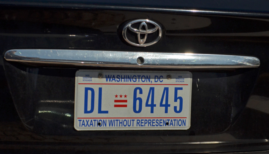 DC License Plate - yup, that's what it says.